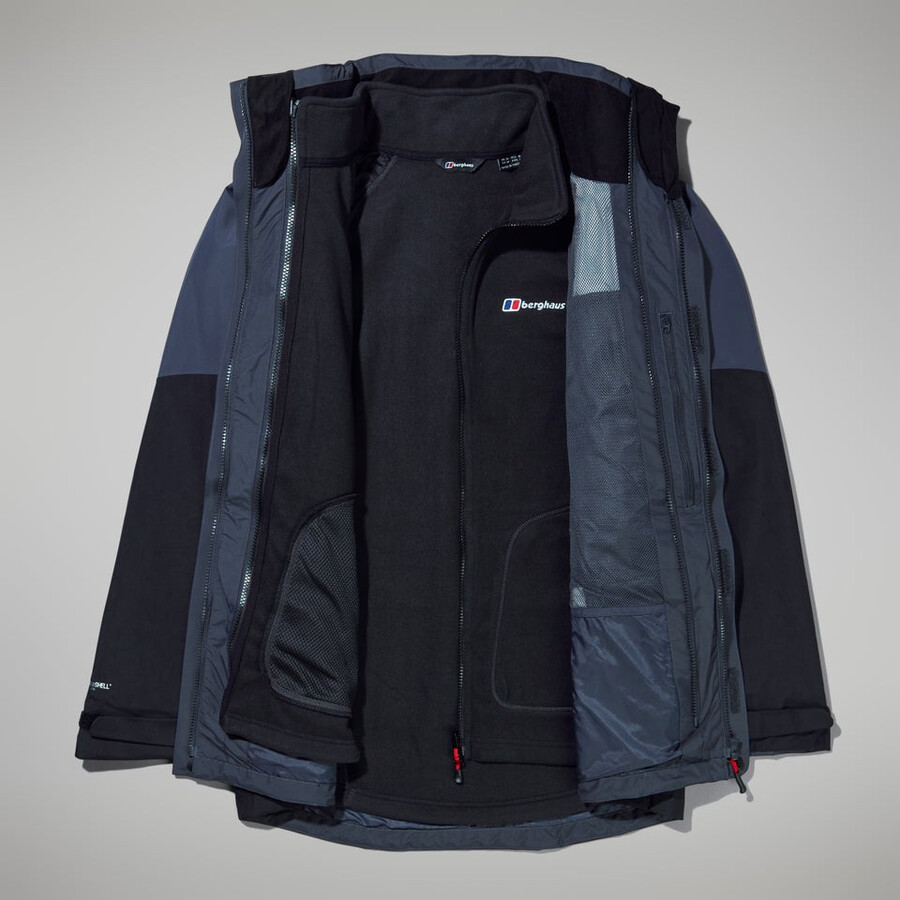mens arran gemini 3in1 jacket - dark greyblack berghaus