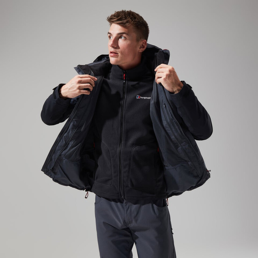 mens arran gemini 3in1 jacket - dark greyblack berghaus