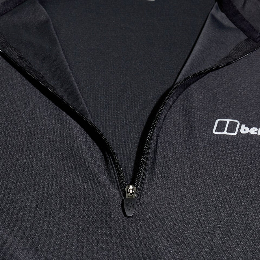 mens 247 tech tee long sleeve half zip - black berghaus