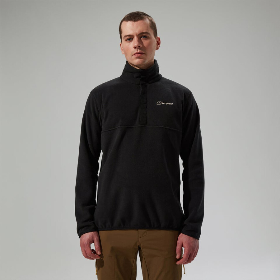 mens felltop snap fleece pullover - black berghaus
