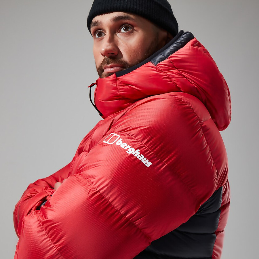 mens mtn arete ultra down hoody - redblack berghaus