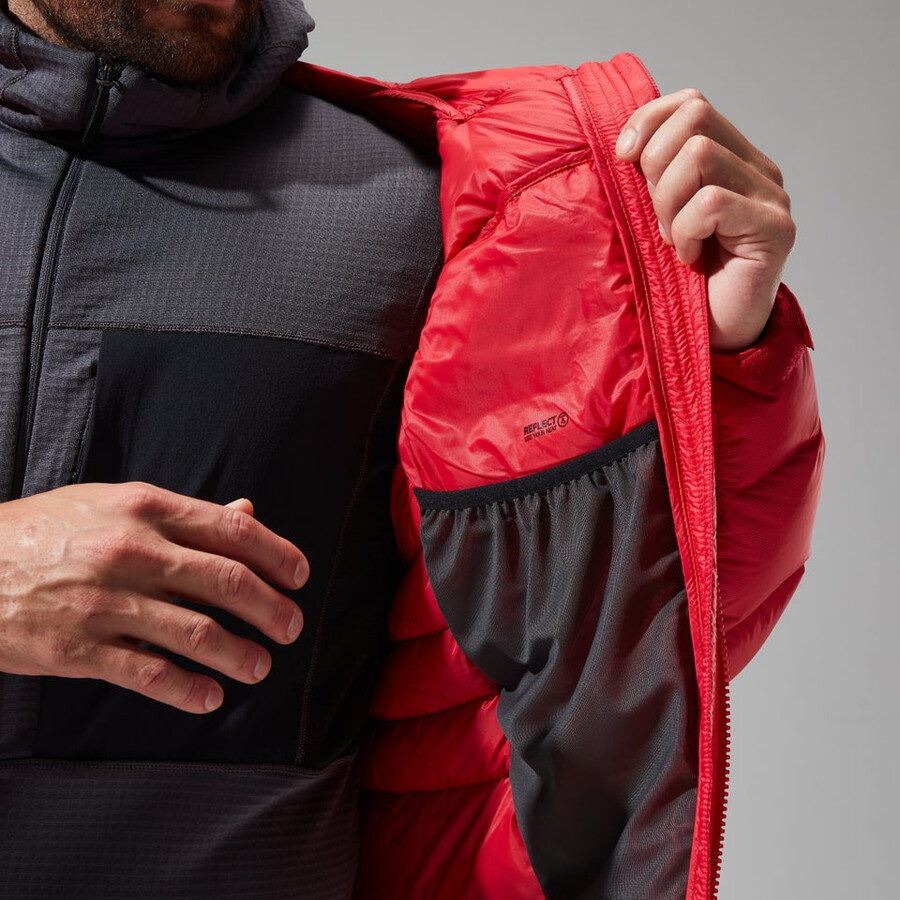 mens mtn arete ultra down hoody - redblack berghaus