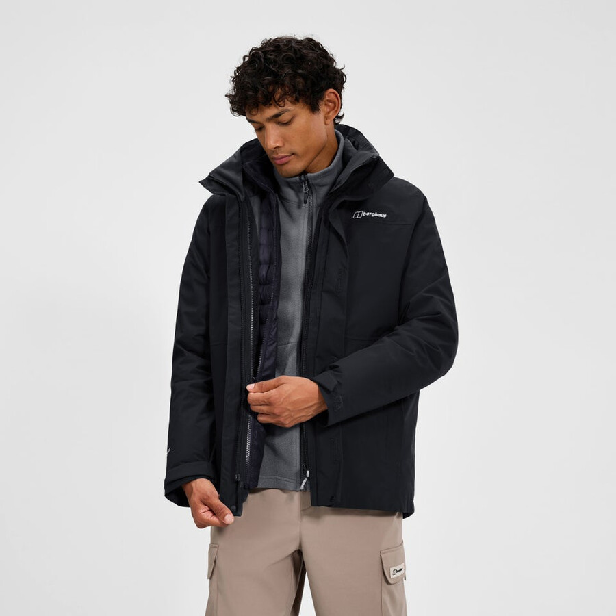 mens hillwalker 2.0 gemini gore-tex waterproof 3in1 jacket - black berghaus