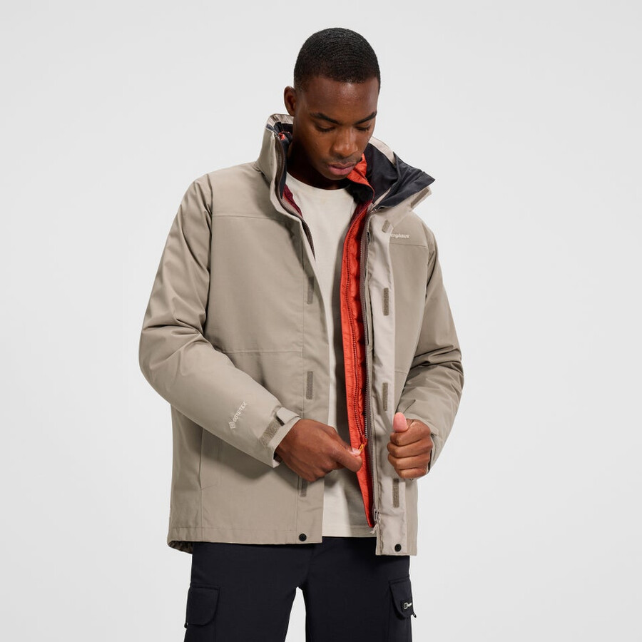 mens hillwalker 2.0 gemini gore-tex waterproof 3in1 jacket - naturalorange berghaus