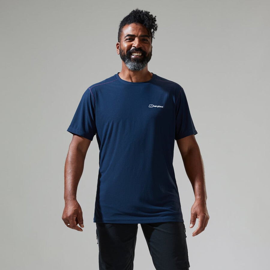 mens 247 tech tee super stretch crew - dark blue berghaus