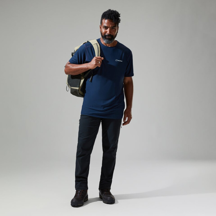 mens 247 tech tee super stretch crew - dark blue berghaus