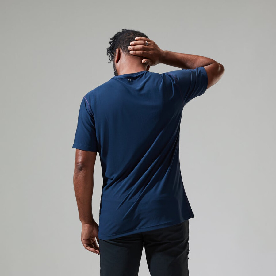 mens 247 tech tee super stretch crew - dark blue berghaus