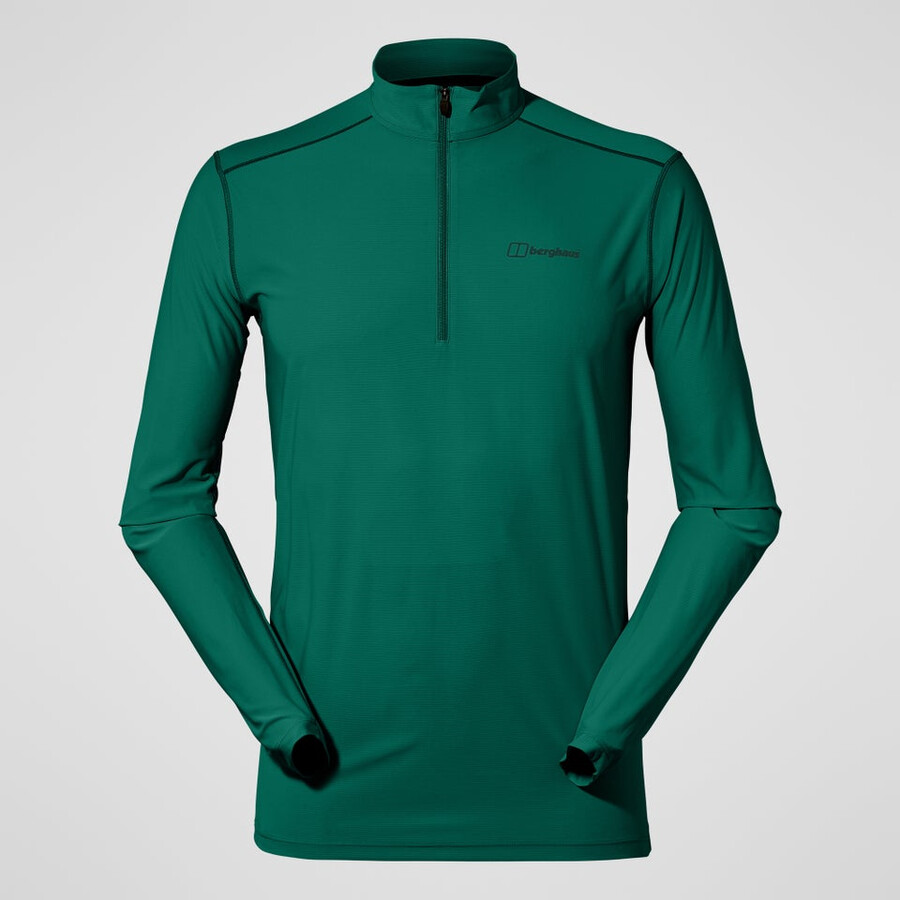 mens 247 half zip long sleeve tech tee - green berghaus