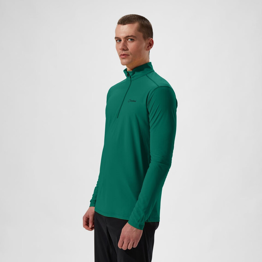 mens 247 half zip long sleeve tech tee - green berghaus