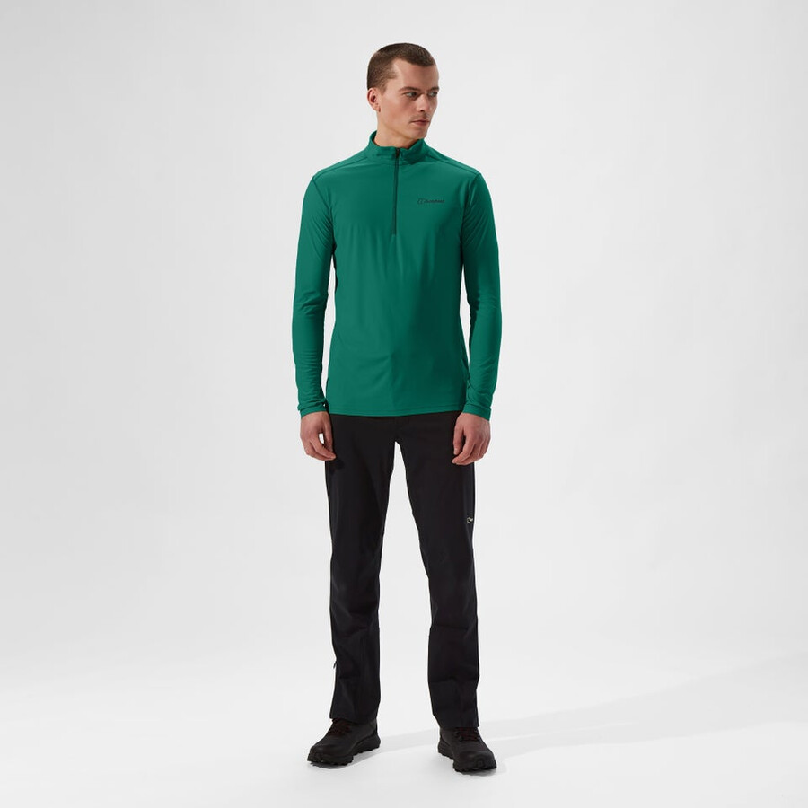 mens 247 half zip long sleeve tech tee - green berghaus