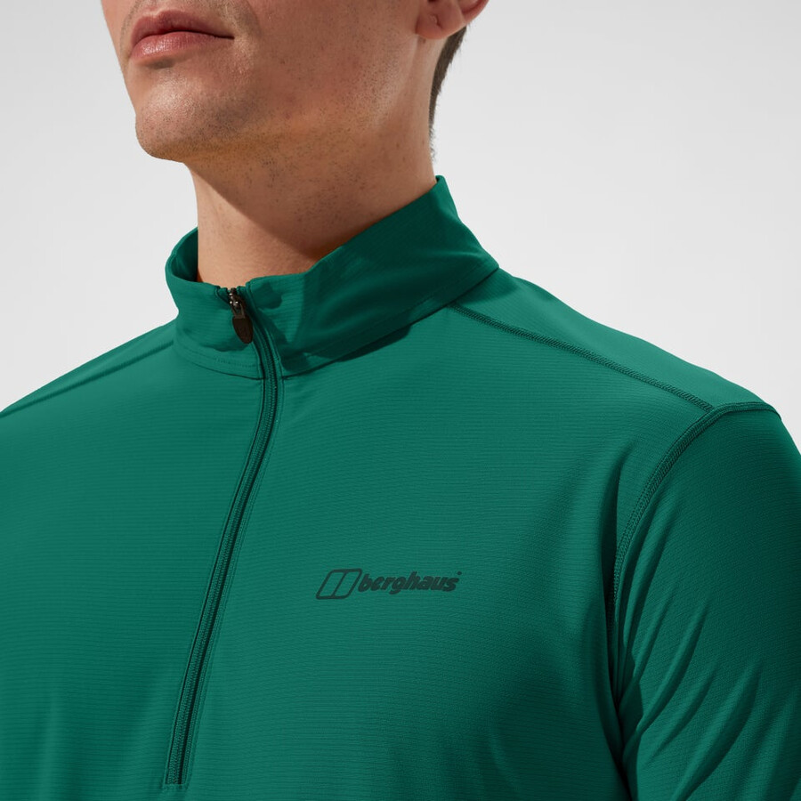 mens 247 half zip long sleeve tech tee - green berghaus