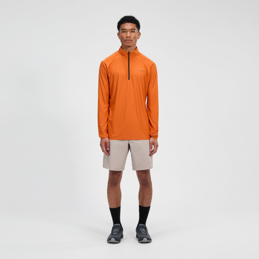 mens 247 half zip long sleeve tech tee - orange berghaus