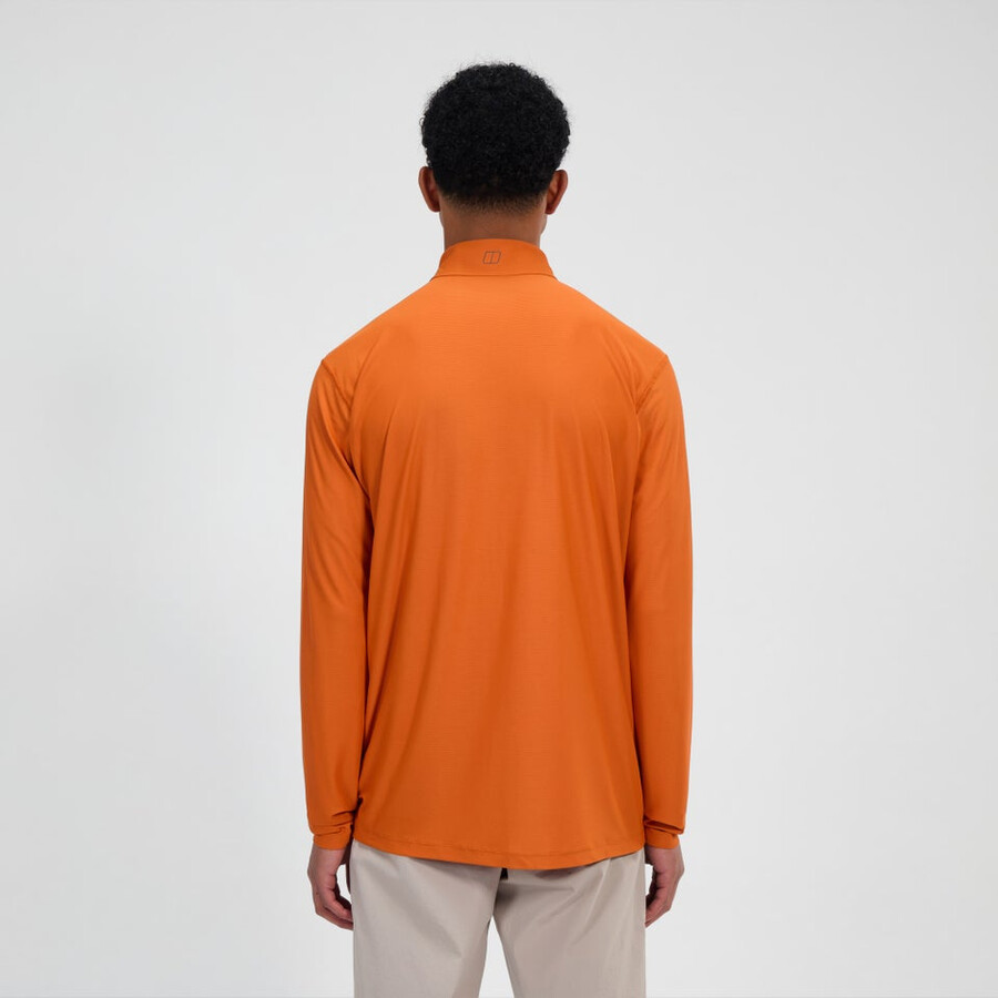 mens 247 half zip long sleeve tech tee - orange berghaus