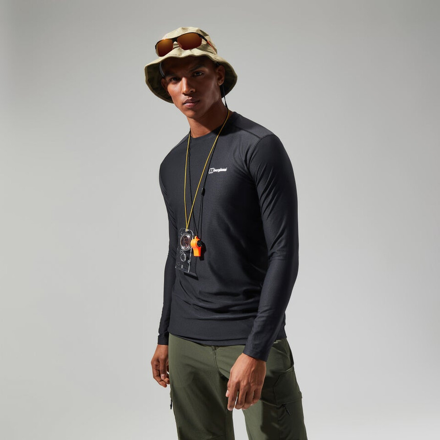 mens 247 tech tee long sleeve crew - black berghaus