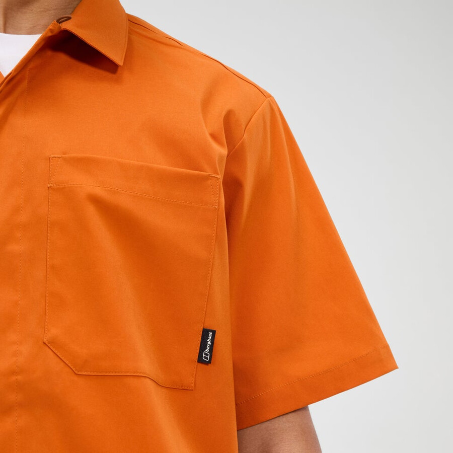 mens explorer short sleeve overshirt - orange berghaus