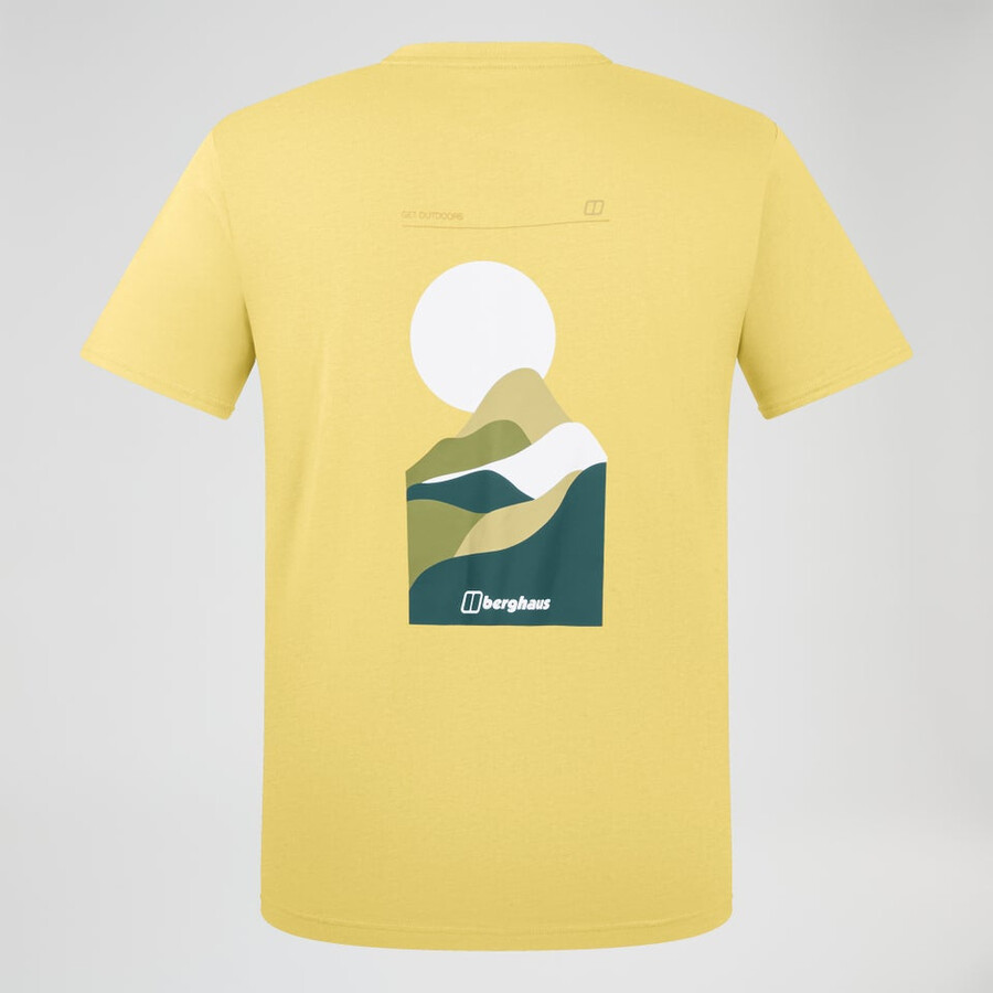 mens rolling peaks short sleeve tee - yellow berghaus