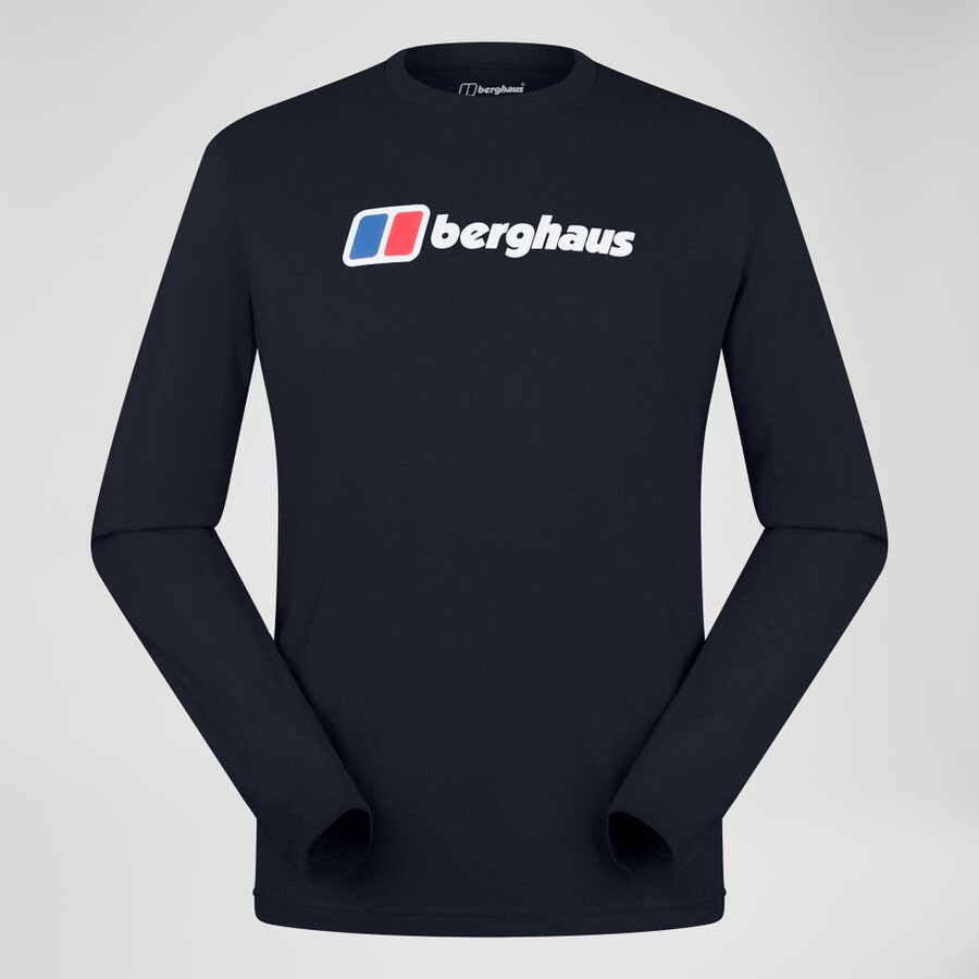 mens berghaus big logo long sleeve tee - black berghaus