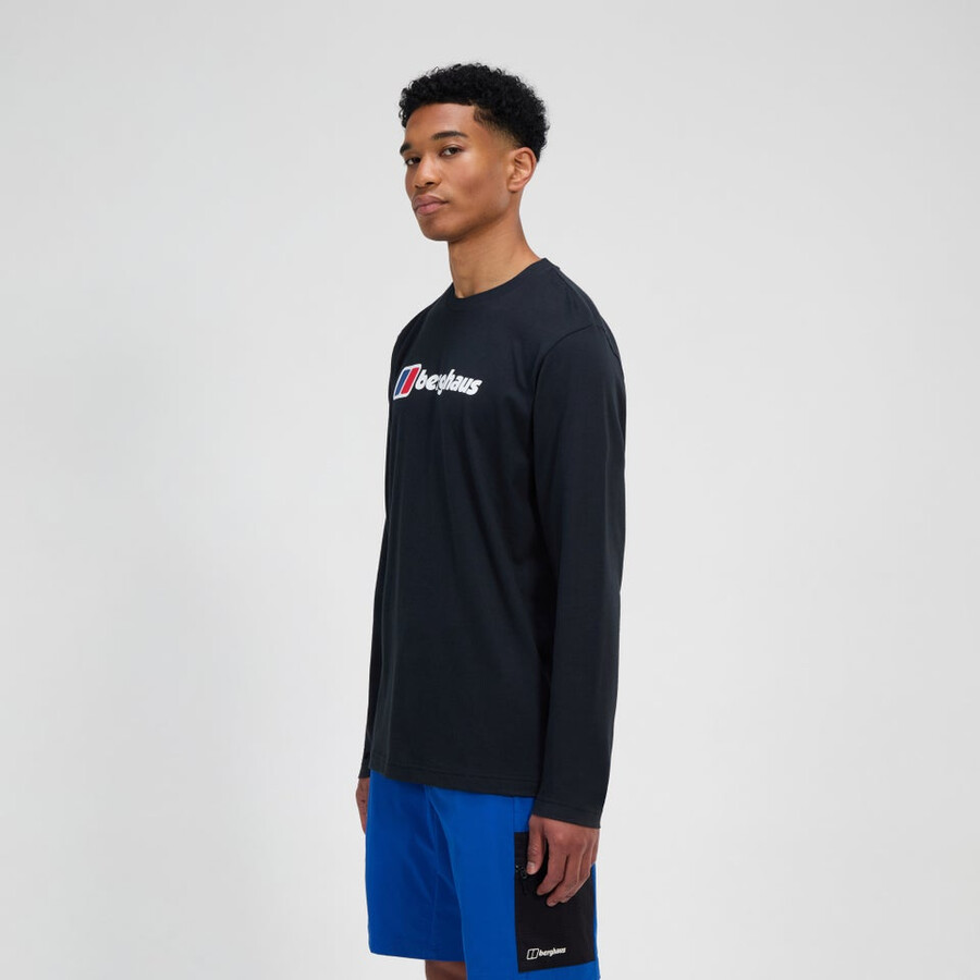 mens berghaus big logo long sleeve tee - black berghaus
