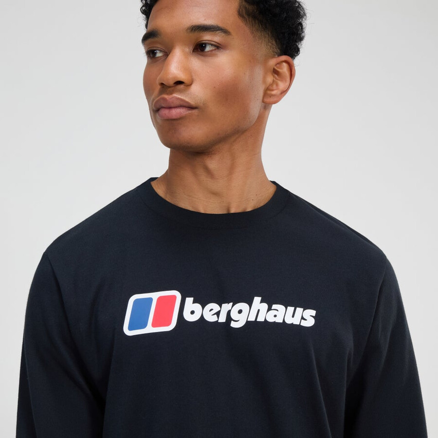 mens berghaus big logo long sleeve tee - black berghaus