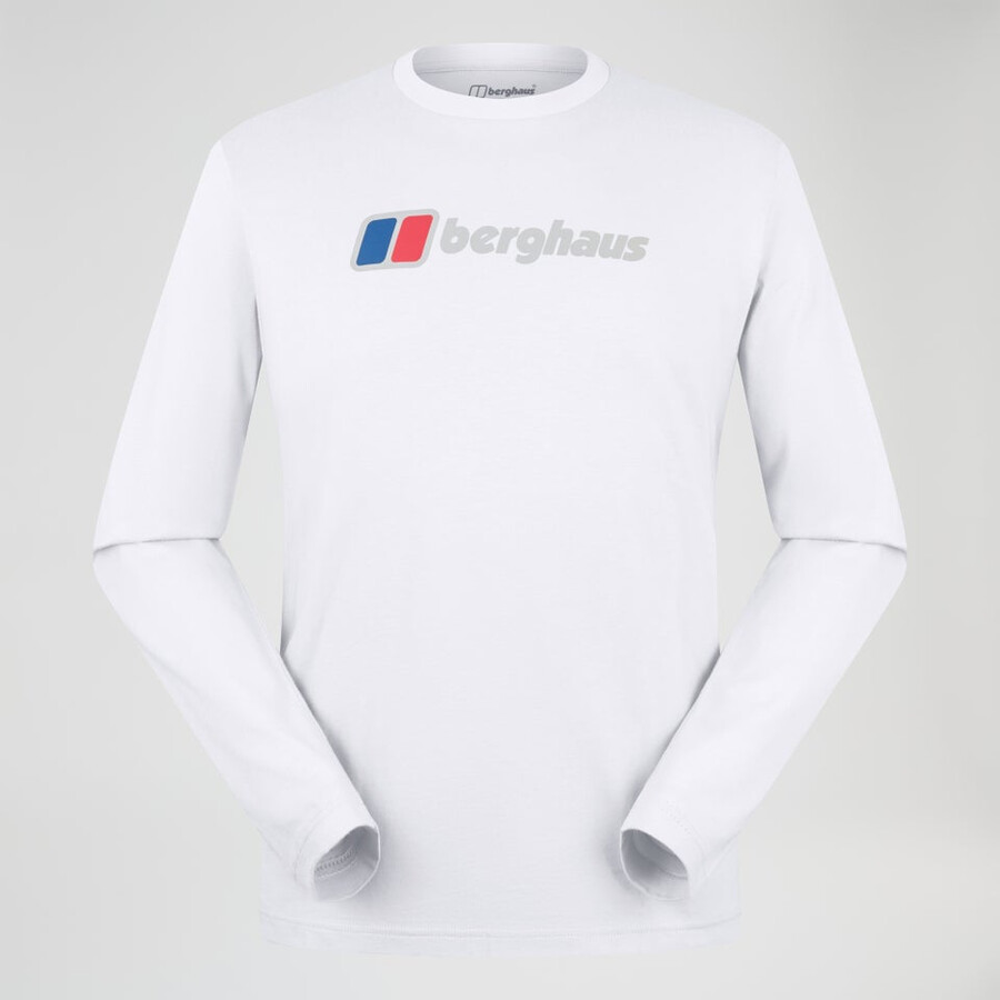 mens berghaus big logo long sleeve tee - white berghaus