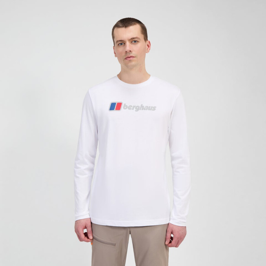 mens berghaus big logo long sleeve tee - white berghaus