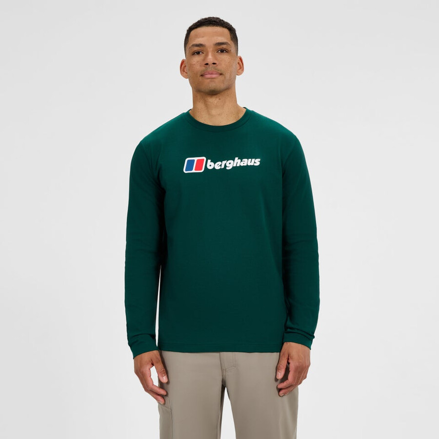 mens big logo long sleeves tee - green berghaus
