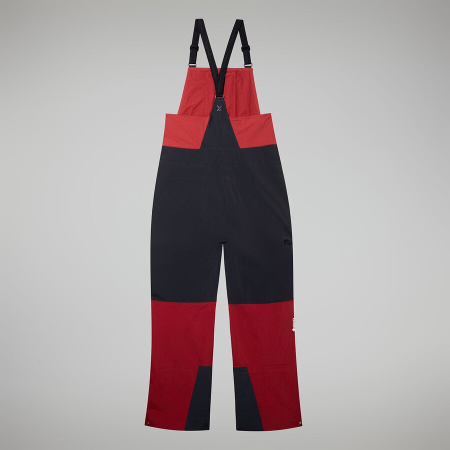 mens mtn arete descend gore-tex bib pants - dark redblack berghaus