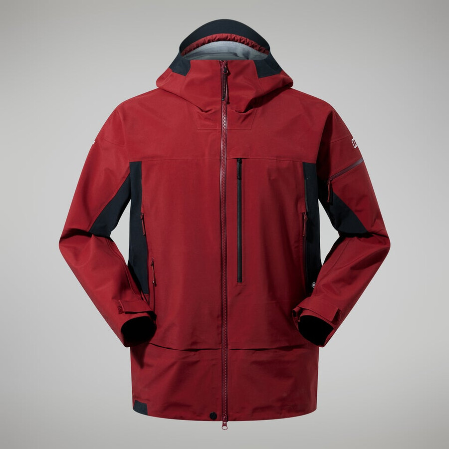 mens mtn arete descend gore-tex jacket - dark redblack berghaus