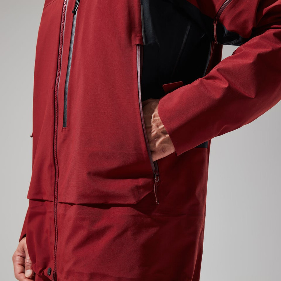 mens mtn arete descend gore-tex jacket - dark redblack berghaus
