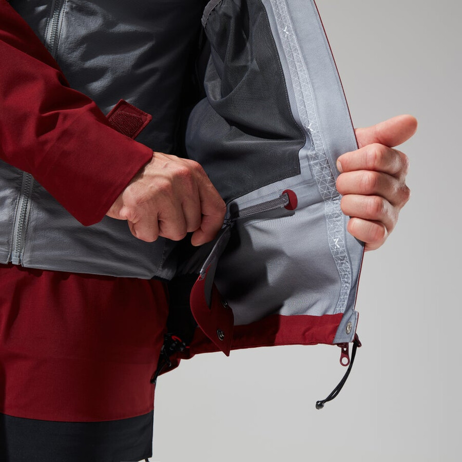 mens mtn arete descend gore-tex jacket - dark redblack berghaus