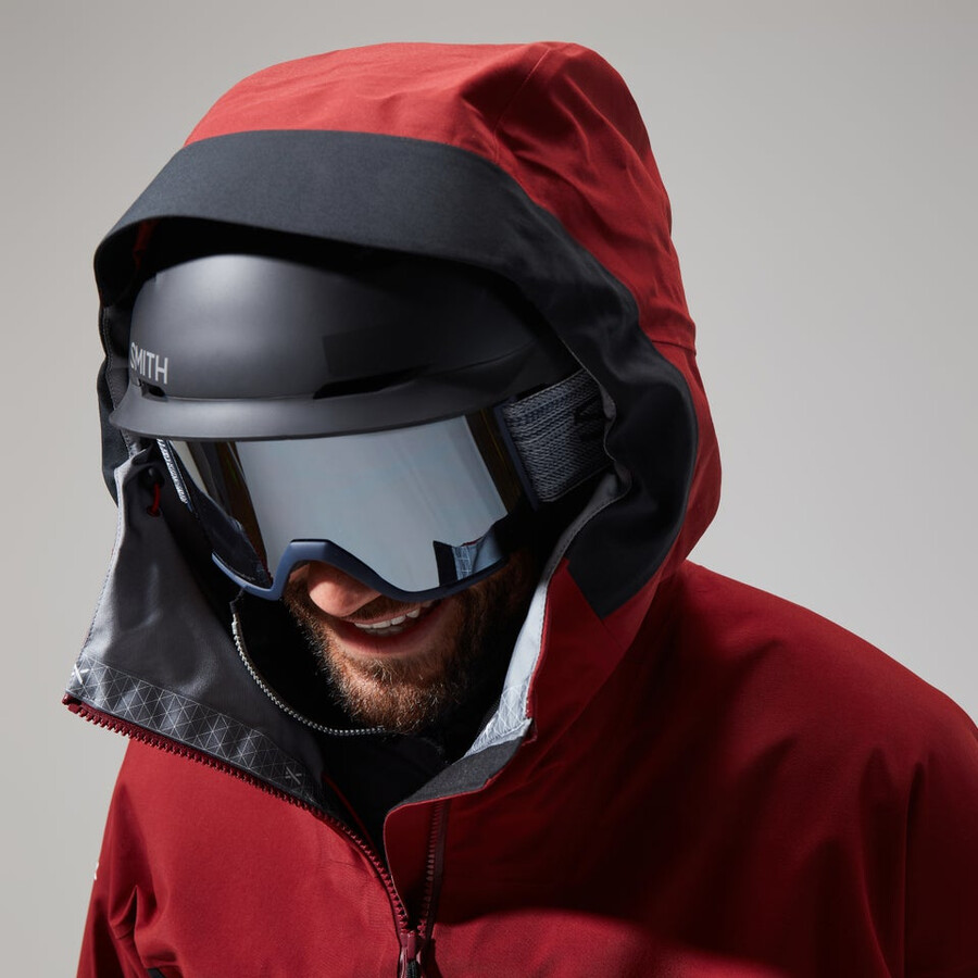 mens mtn arete descend gore-tex jacket - dark redblack berghaus