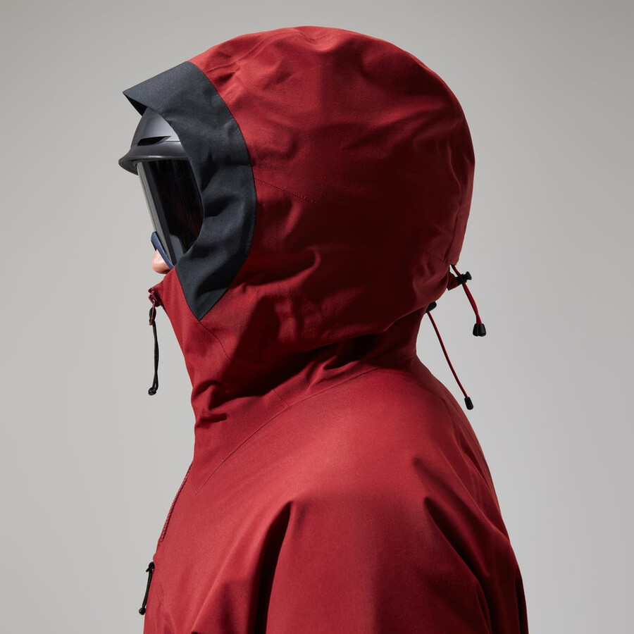 mens mtn arete descend gore-tex jacket - dark redblack berghaus