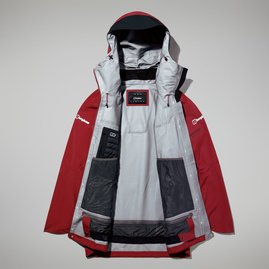 mens mtn arete descend gore-tex jacket - dark redblack berghaus