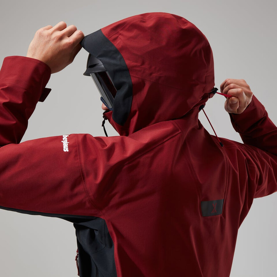 mens mtn arete descend gore-tex jacket - dark redblack berghaus