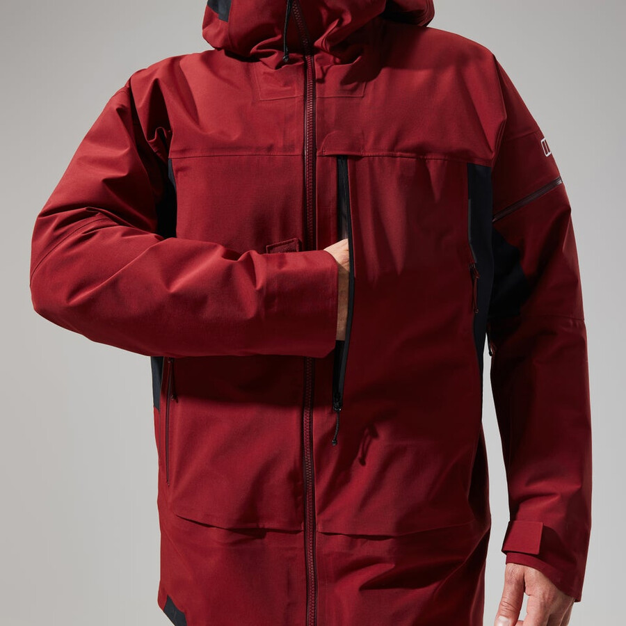 mens mtn arete descend gore-tex jacket - dark redblack berghaus
