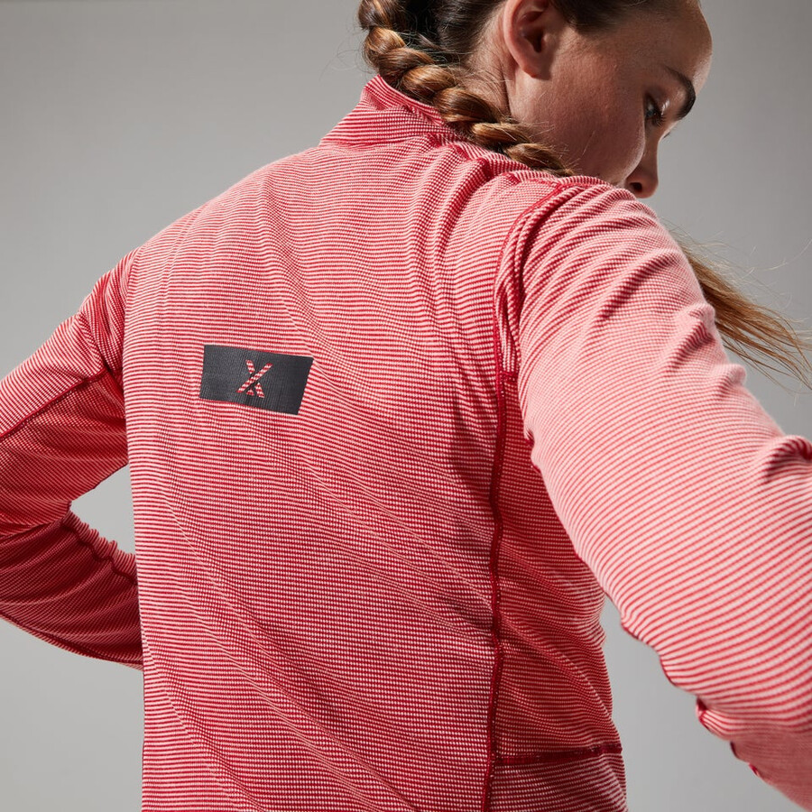 womens mtn guide long sleeve half zip - red berghaus