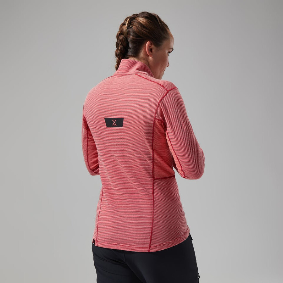 womens mtn guide long sleeve half zip - red berghaus
