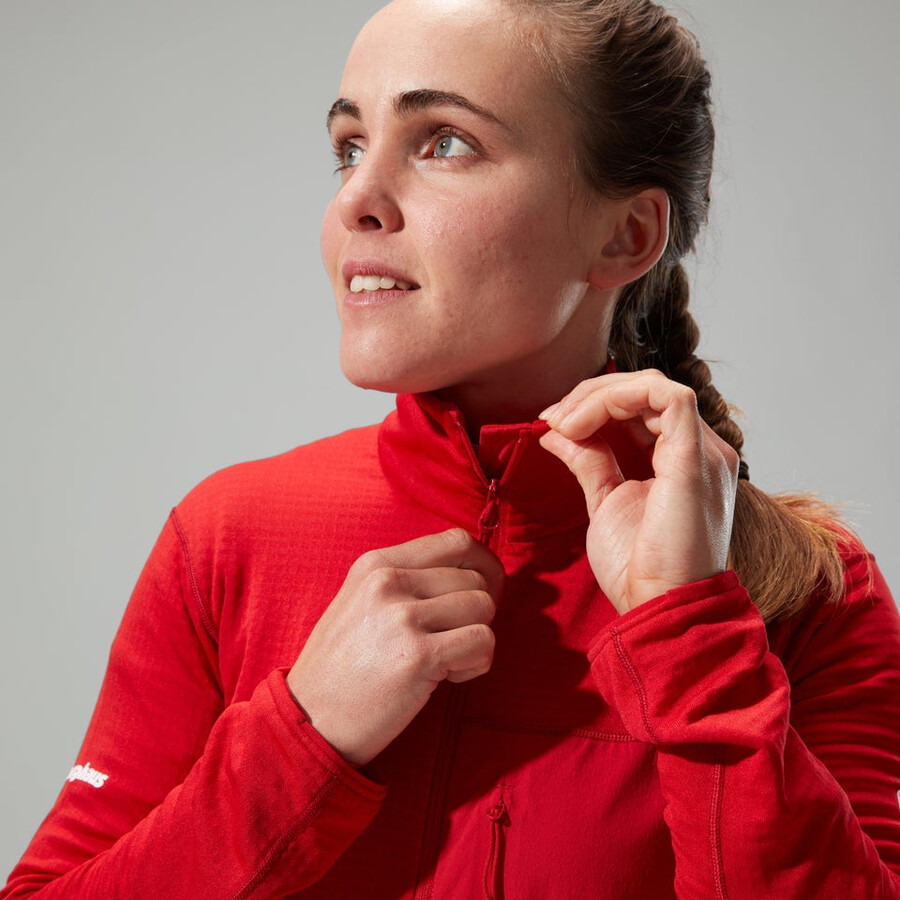 womens mtn arete lb half zip - red berghaus