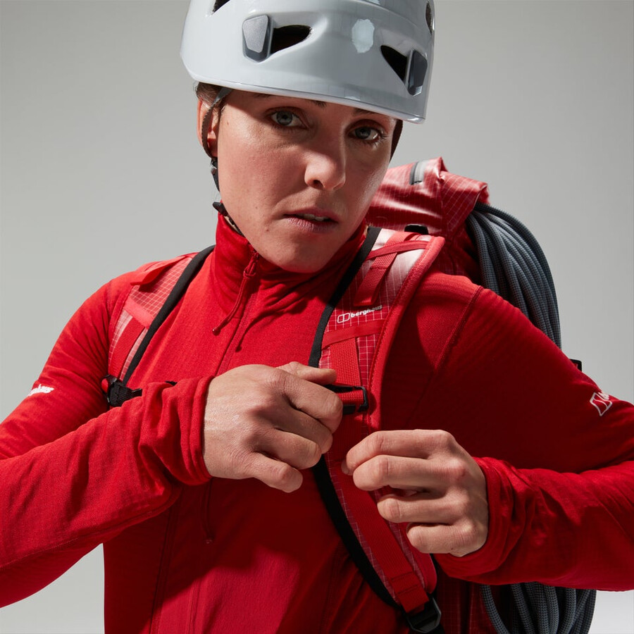 womens mtn arete lb half zip - red berghaus