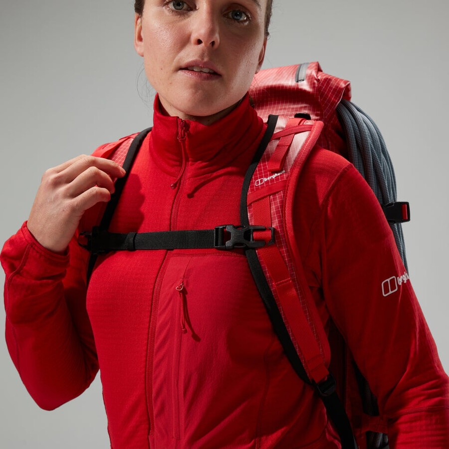 womens mtn arete lb half zip - red berghaus