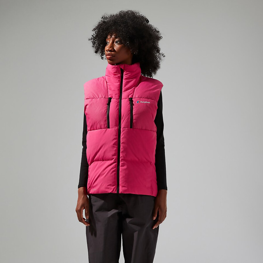unisex sabber down insulated gilet - pink berghaus
