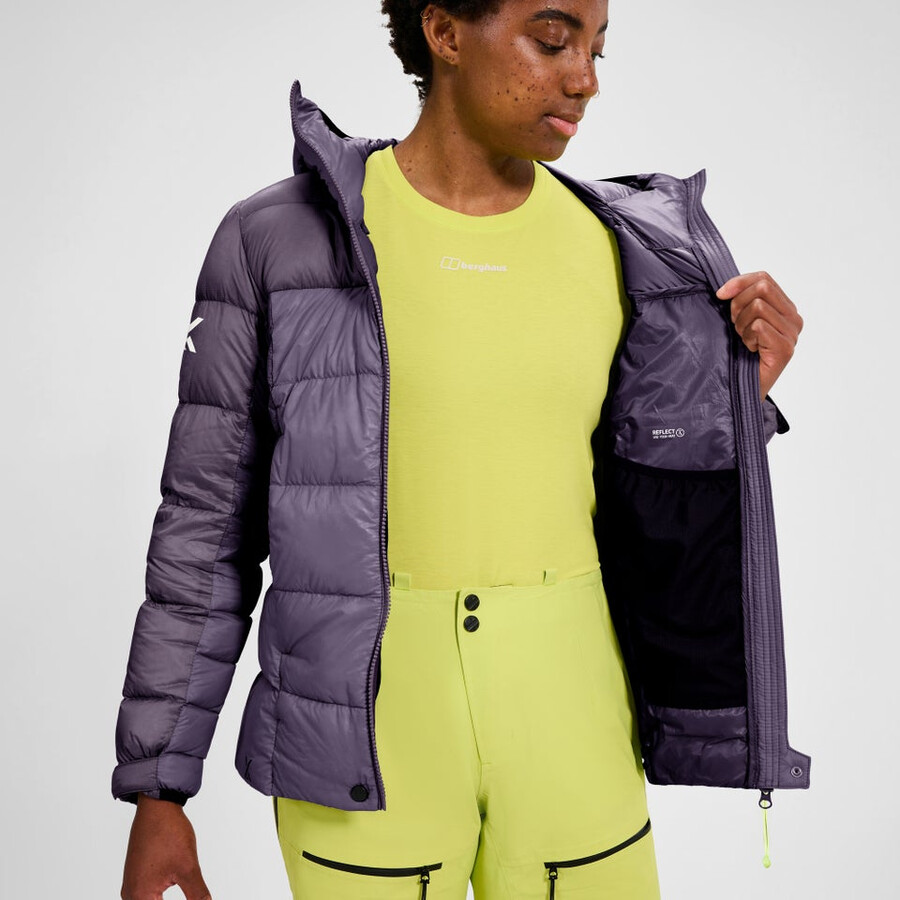 womens mtn arete ultra down hoody - purple berghaus