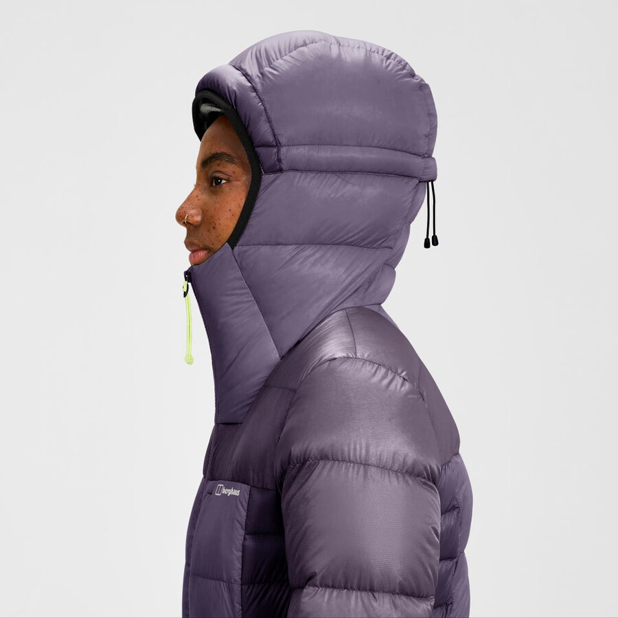 womens mtn arete ultra down hoody - purple berghaus