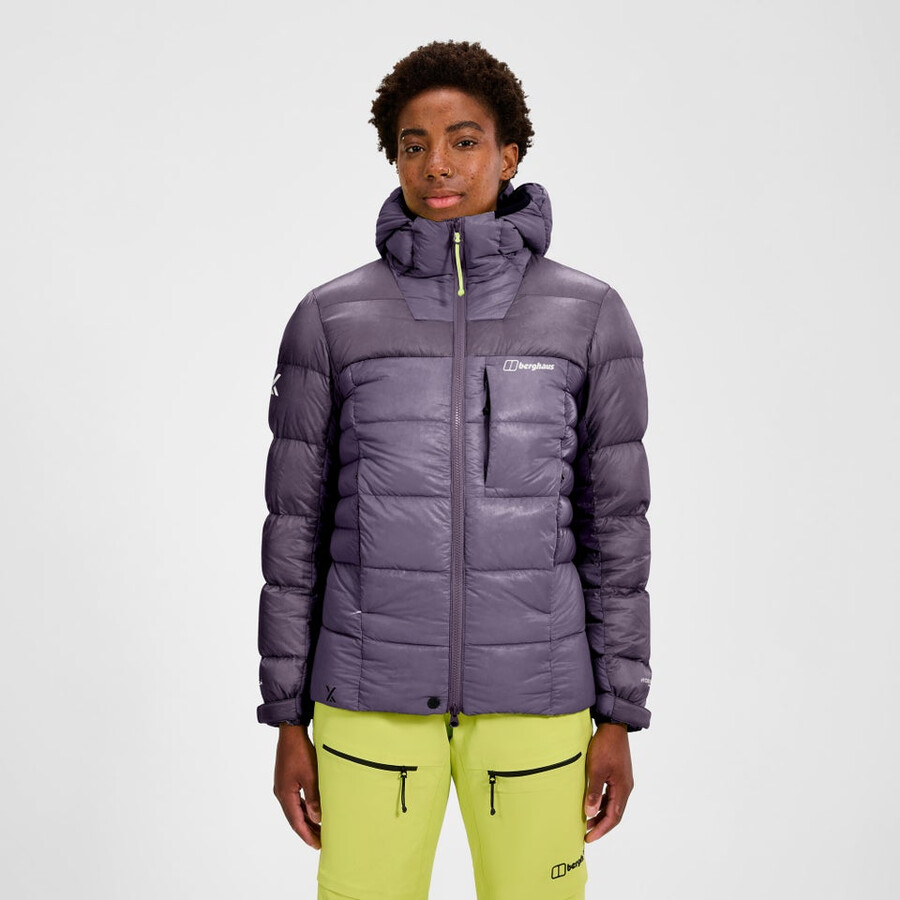 womens mtn arete ultra down hoody - purple berghaus