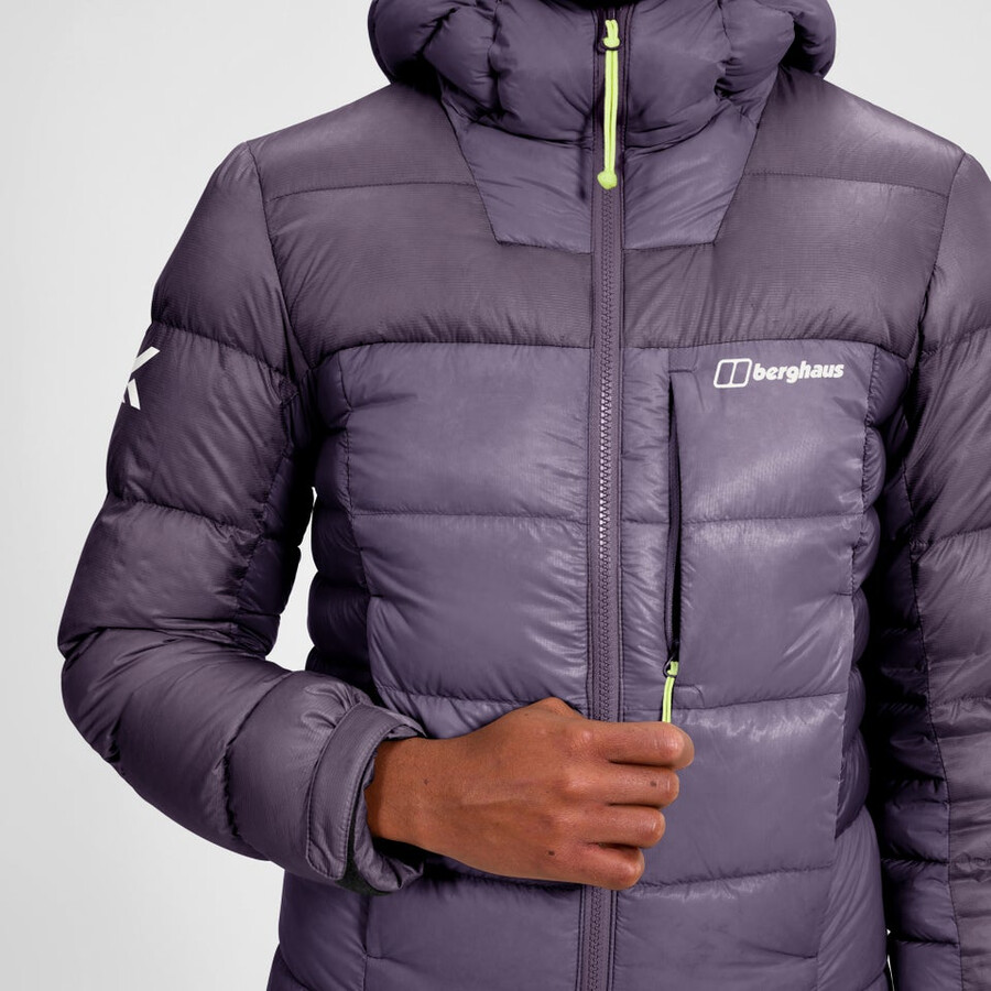womens mtn arete ultra down hoody - purple berghaus
