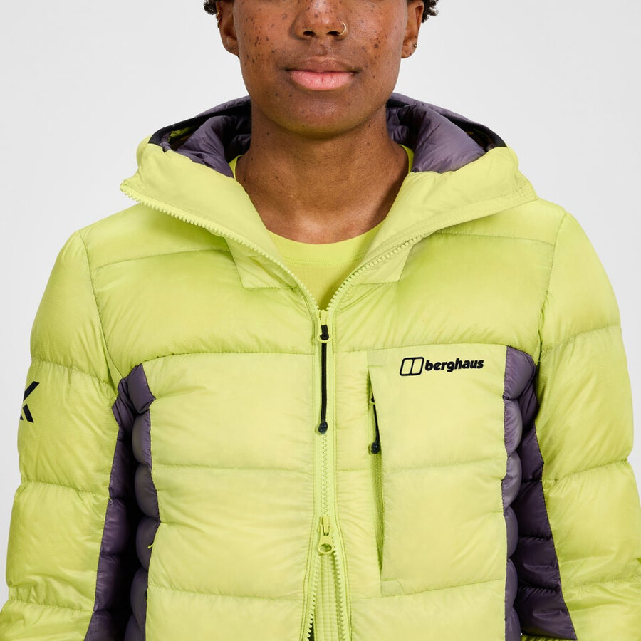 womens mtn arete ultra down hoody - yellowpurple berghaus