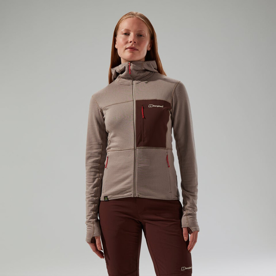 womens ridge-hiker hooded jacket - greybrown berghaus