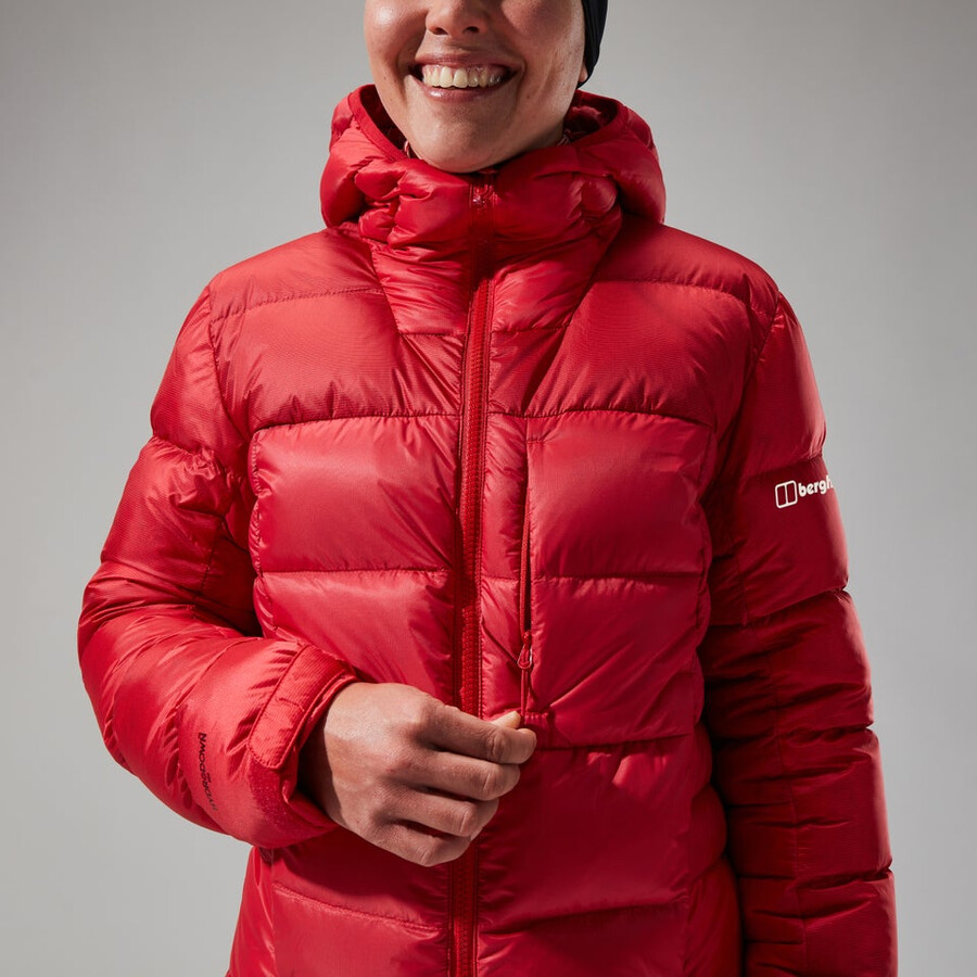 womens mtn arete ultra down hoody - red berghaus