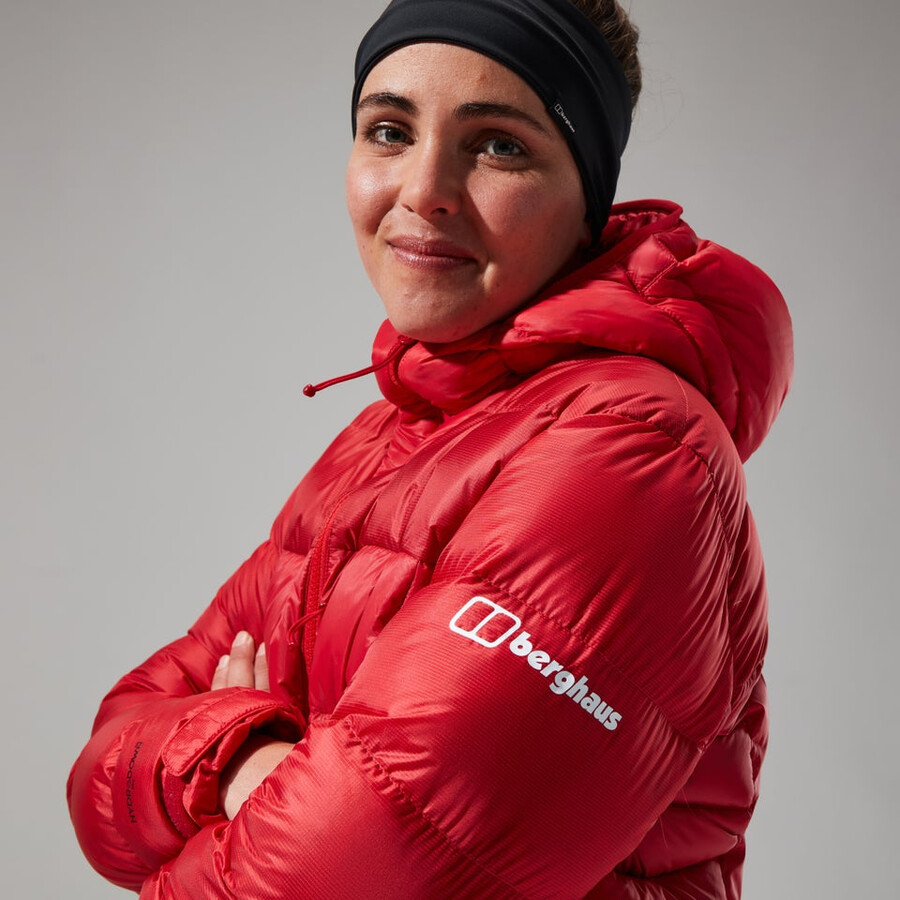 womens mtn arete ultra down hoody - red berghaus