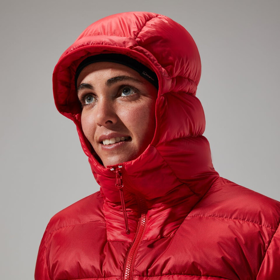 womens mtn arete ultra down hoody - red berghaus